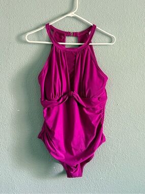 Magenta One-Piece Swimsuit with Twist Front